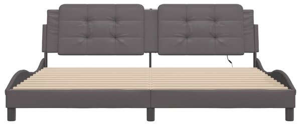 Okvir kreveta s LED-om bez madraca Zadar sivi 200 x 200 cm - Siva / 200 x 200 cm