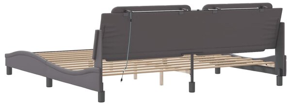 Okvir kreveta s LED-om bez madraca Zadar sivi 200 x 200 cm - Siva / 200 x 200 cm