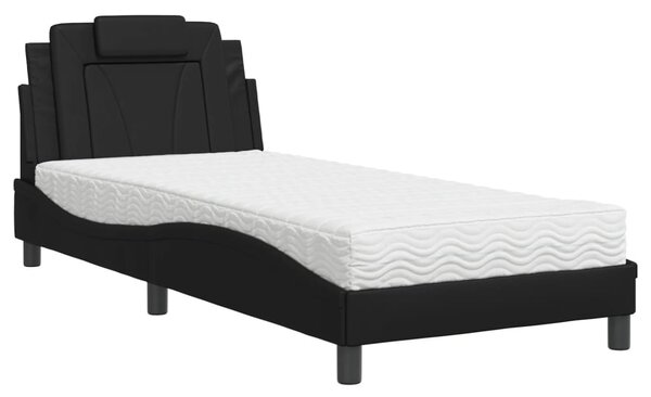 Krevet Viana s madracem crni 80 x 200 cm od umjetne kože - Crna / 80 x 200 cm