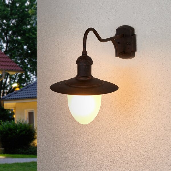 Lucide Vanjska zidna svjetiljka Aruba, Ø 25 cm, hrđavo smeđa, prigušiva, Smeđa / hrđa, Metal
