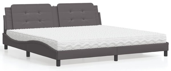 Krevet s madracem Zadar sivi 200 x 200 cm od umjetne kože - Siva / 200 x 200 cm
