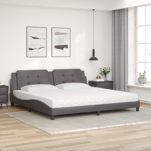 Krevet s madracem Zadar sivi 200 x 200 cm od umjetne kože - Siva / 200 x 200 cm