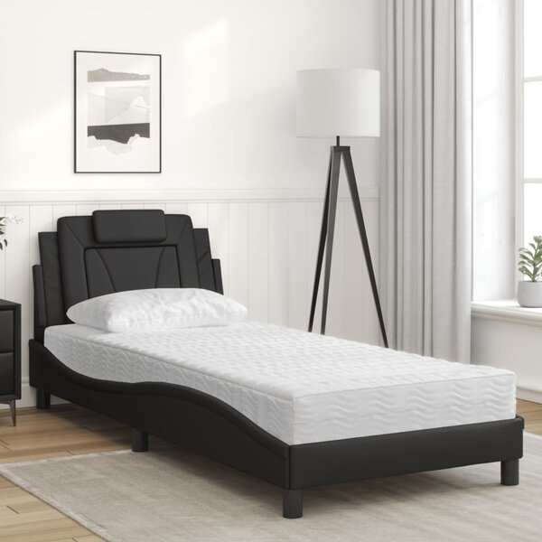 Krevet Viana s madracem crni 80 x 200 cm od umjetne kože - Crna / 80 x 200 cm