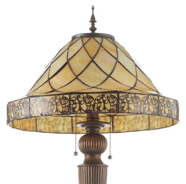 Clayre&Eef Dekorativna podna lampa Diamond sa Tiffany sjenilom, Bež, Dnevni boravak/blagovaonica, Staklo