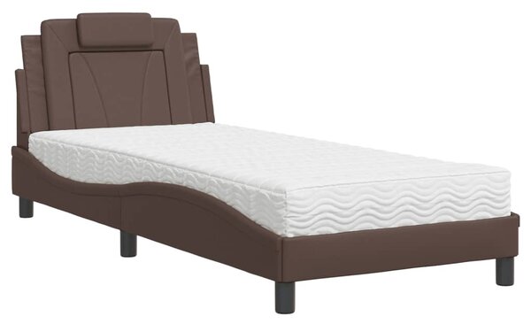 Krevet Viana s madracem smeđi 80 x 200 cm od umjetne kože - Smeđa / 80 x 200 cm