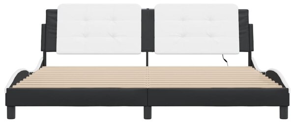 Okvir kreveta s LED-om bez madraca Zadar crno-bijeli 200 x 200 cm - Crna / 200 x 200 cm