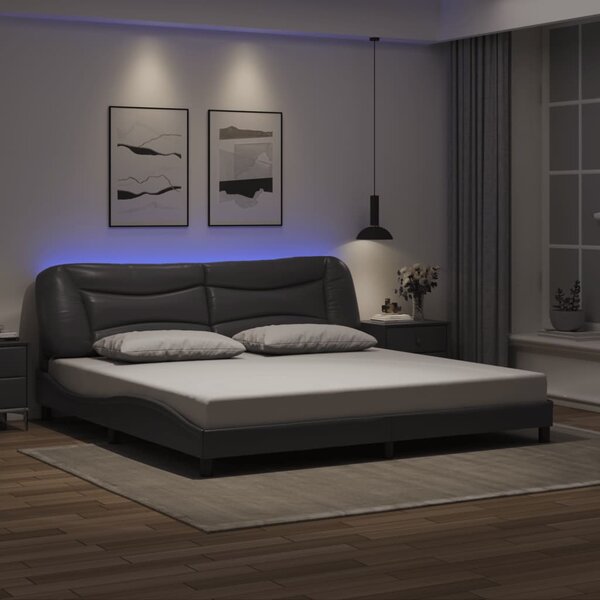 Okvir kreveta s LED-om bez madraca Hvar sivi 200 x 200 cm - Siva / 200 x 200 cm