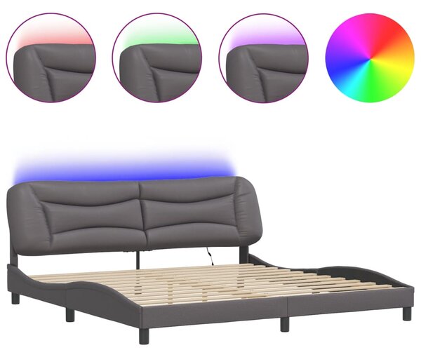 Okvir kreveta s LED-om bez madraca Hvar sivi 200 x 200 cm - Siva / 200 x 200 cm