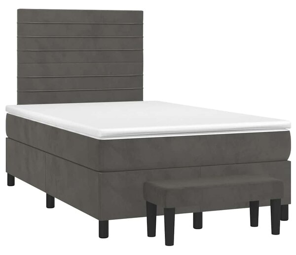 Krevet box spring s madracem tamnosivi 120 x 190 cm baršun - Siva / 120 x 190 cm