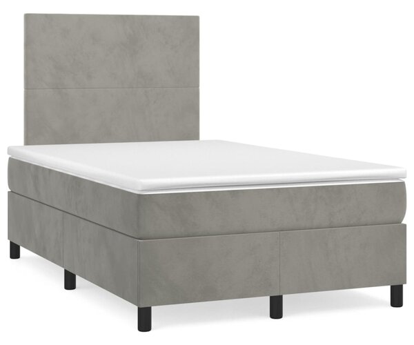 Krevet box spring s madracem LED svjetlosivi 120x190 cm tkanina - Siva / 120 x 190 cm