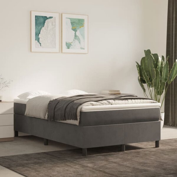 Krevet box spring s madracem tamnosivi 120 x 190 cm baršun - Siva / 120 x 190 cm