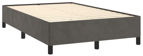Krevet box spring s madracem LED tamnosivi 120 x 190 cm baršun - Siva / 120 x 190 cm