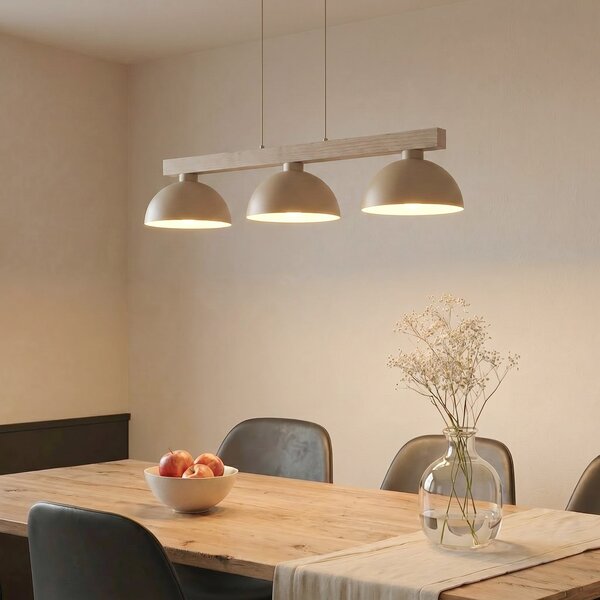 TK Lighting Oslo viseća svjetiljka, boje pijeska, s tri svjetla, dugačka 118 cm, E27, prigušiva, Bež, Dnevni boravak/blagovaonica, Metal