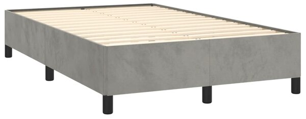 Krevet box spring s madracem LED svjetlosivi 120x190 cm tkanina - Siva / 120 x 190 cm