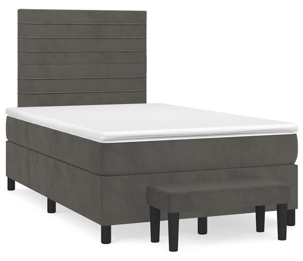 Krevet box spring s madracem tamnosivi 120 x 190 cm baršun - Siva / 120 x 190 cm