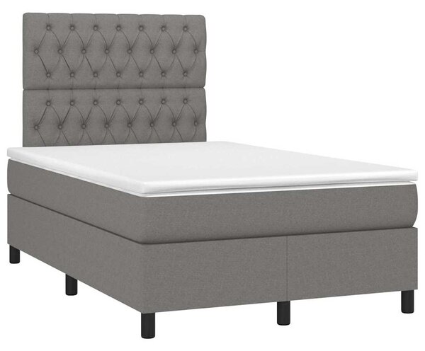 Krevet box spring s madracem LED tamnosivi 120 x 190 cm tkanina - Siva / 120 x 190 cm