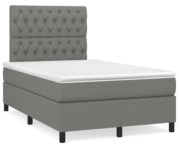 Krevet box spring s madracem LED tamnosivi 120 x 190 cm tkanina - Siva / 120 x 190 cm