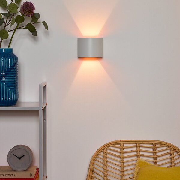 Lucide Xio LED zidna svjetiljka, širina 13 cm, bijela, prigušiva, Bijela, Dnevni boravak/blagovaonica, Metal