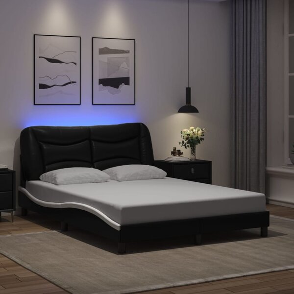 Okvir kreveta s LED-om bez madraca Hvar crno-bijeli 120 x 200 cm - Crna / 120 x 200 cm