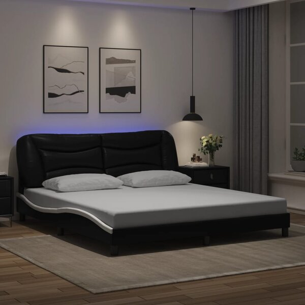 Okvir kreveta s LED-om bez madraca Hvar crno-bijeli 180 x 200 cm - Crna / 180 x 200 cm