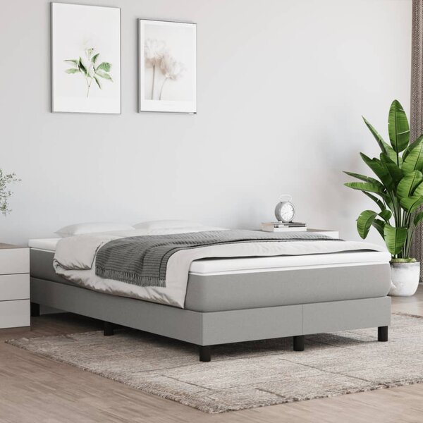 Krevet s oprugama i madracem svjetlosivi 120x190 cm od tkanine - Siva / 120 x 190 cm