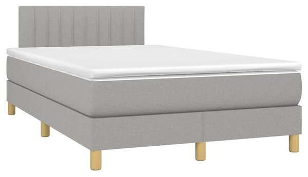Krevet s oprugama i madracem LED svjetlosivi 120x190 cm tkanina - Siva / 120 x 190 cm