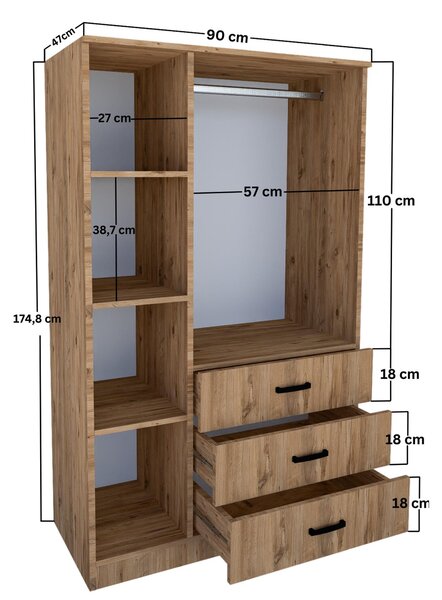 Ormar za garderobu Essy 56 (atlantski bor)