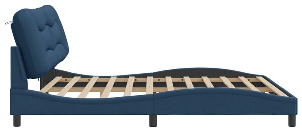 Okvir kreveta s LED-om bez madraca Hvar plavi 200x200 cm od tkanine - Plava / 200 x 200 cm