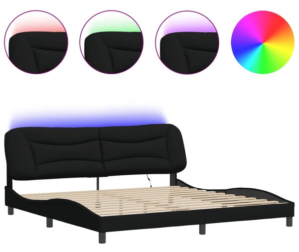 Okvir kreveta s LED-om bez madraca Hvar crni 200x200 cm od tkanine - Crna / 200 x 200 cm