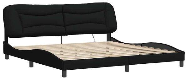 Okvir kreveta s LED-om bez madraca Hvar crni 200x200 cm od tkanine - Crna / 200 x 200 cm