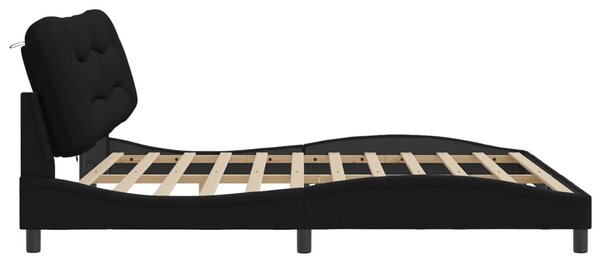 Okvir kreveta s LED-om bez madraca Hvar crni 200x200 cm od tkanine - Crna / 200 x 200 cm