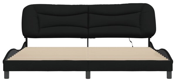 Okvir kreveta s LED-om bez madraca Hvar crni 200x200 cm od tkanine - Crna / 200 x 200 cm