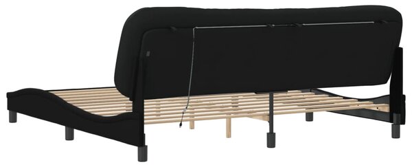 Okvir kreveta s LED-om bez madraca Hvar crni 200x200 cm od tkanine - Crna / 200 x 200 cm