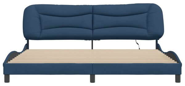 Okvir kreveta s LED-om bez madraca Hvar plavi 200x200 cm od tkanine - Plava / 200 x 200 cm