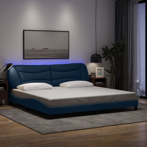 Okvir kreveta s LED-om bez madraca Hvar plavi 200x200 cm od tkanine - Plava / 200 x 200 cm
