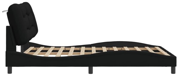 Okvir kreveta s LED-om bez madraca Hvar crni 140x200 cm od tkanine - Crna / 140 x 200 cm