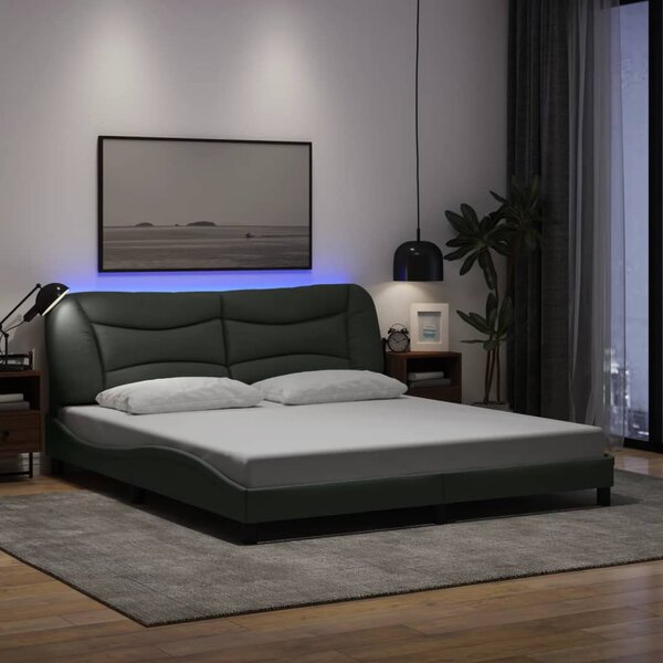 Okvir kreveta s LED-om bez madraca Hvar 180x200 cm od tkanine - Siva / 180 x 200 cm