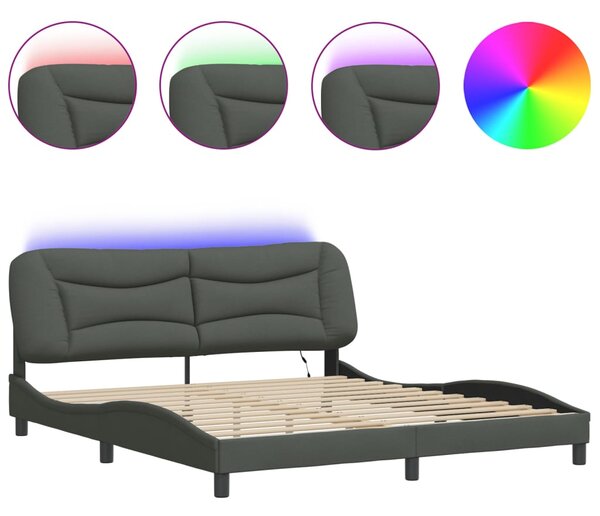Okvir kreveta s LED-om bez madraca Hvar 180x200 cm od tkanine - Siva / 180 x 200 cm