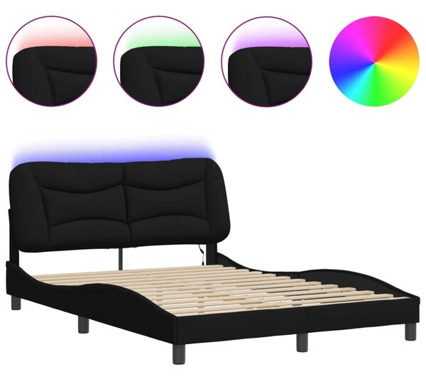 Okvir kreveta s LED-om bez madraca Hvar crni 140x200 cm od tkanine - Crna / 140 x 200 cm