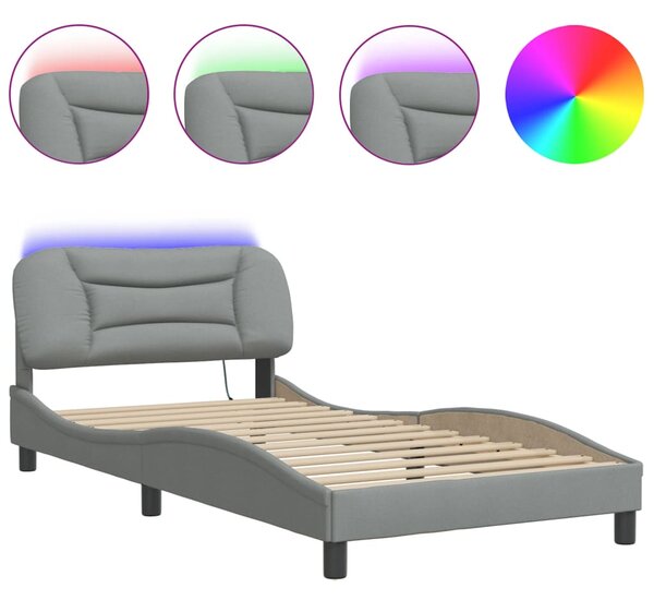 Okvir kreveta s LED-om bez madraca Hvar 100x200 cm od tkanine - Siva / 100 x 200 cm