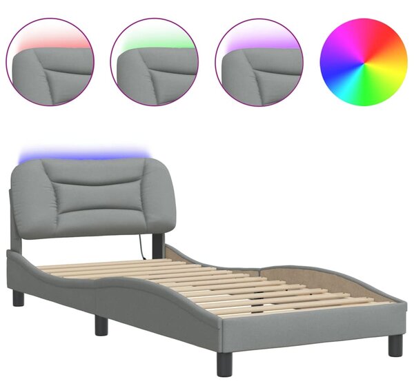 Okvir kreveta s LED-om bez madraca Hvar 90x200 cm od tkanine - Siva / 90 x 200 cm