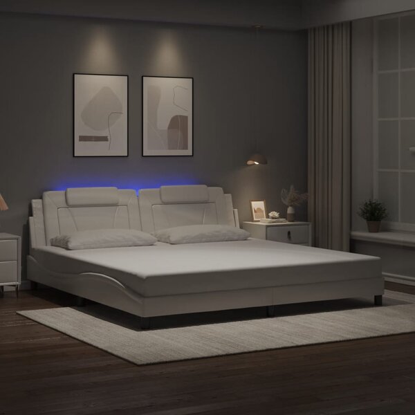 Okvir kreveta Viana s LED-om bez madraca bijeli 200 x 200 cm - Bijela / 200 x 200 cm