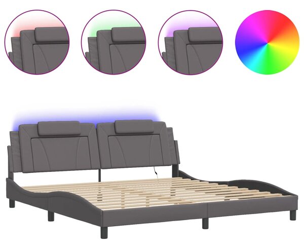 Okvir kreveta Viana s LED-om bez madraca sivi 200 x 200 cm - Siva / 200 x 200 cm