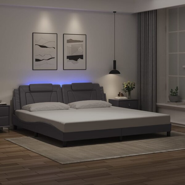 Okvir kreveta Viana s LED-om bez madraca sivi 200 x 200 cm - Siva / 200 x 200 cm