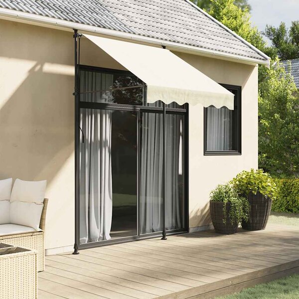 Tenda na uvlačenje krem 200 x 115 cm od tkanine i čelika - Krema / N/A