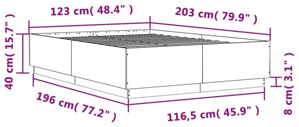 Okvir kreveta siva boja betona 120x200 cm od konstruiranog drva - Siva / 120 x 200 cm