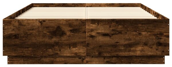 Okvir kreveta s LED svjetlima boja hrasta 140 x 200 cm drveni - Smeđa / 140 x 200 cm