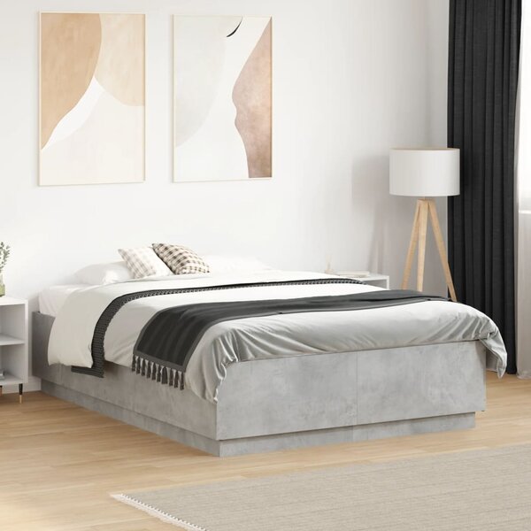Okvir kreveta boja betona 135 x 190 cm od konstruiranog drva - Siva / 135 x 190 cm