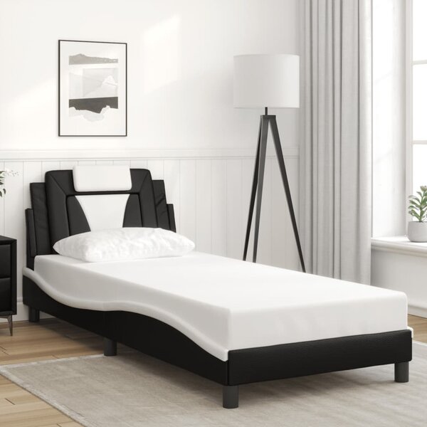 Okvir kreveta Viana s LED-om bez madraca crno-bijeli 80x200cm - Crna / 80 x 200 cm