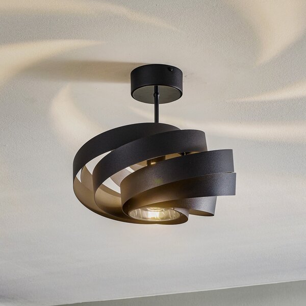 Domiluce Plafonjera Vento, crna, Ø 40 cm, metal, E27, prigušiva, Crno, Dnevni boravak/blagovaonica, Metal